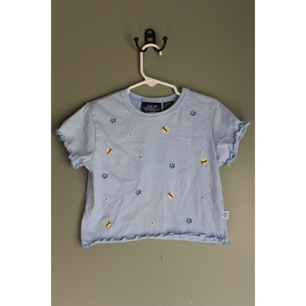 OCI Girls Blue  T-shirt With Butterflies & Flowers Size 5